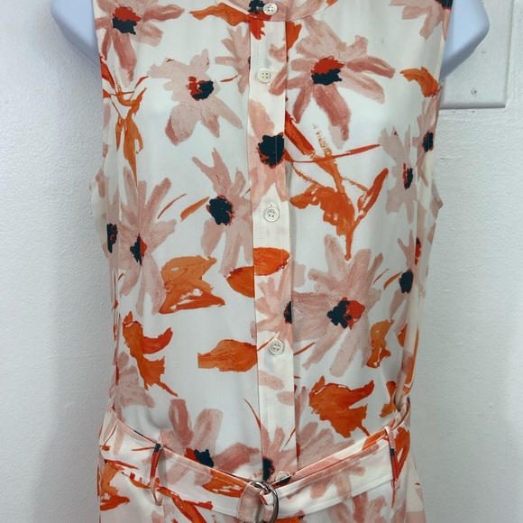 New Theory Silk Dress Floral Print Linigole Lily Pockets Belted Event Formal 8 - Picture 3 of 14